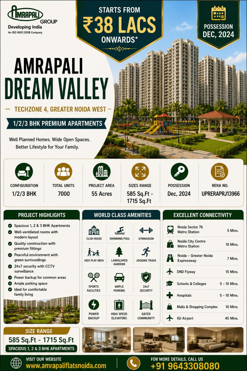 Noida, Real Estate, Looking For A Budget Apartment In Greater Noida West? Homes In Amrapali Dream Valley Start