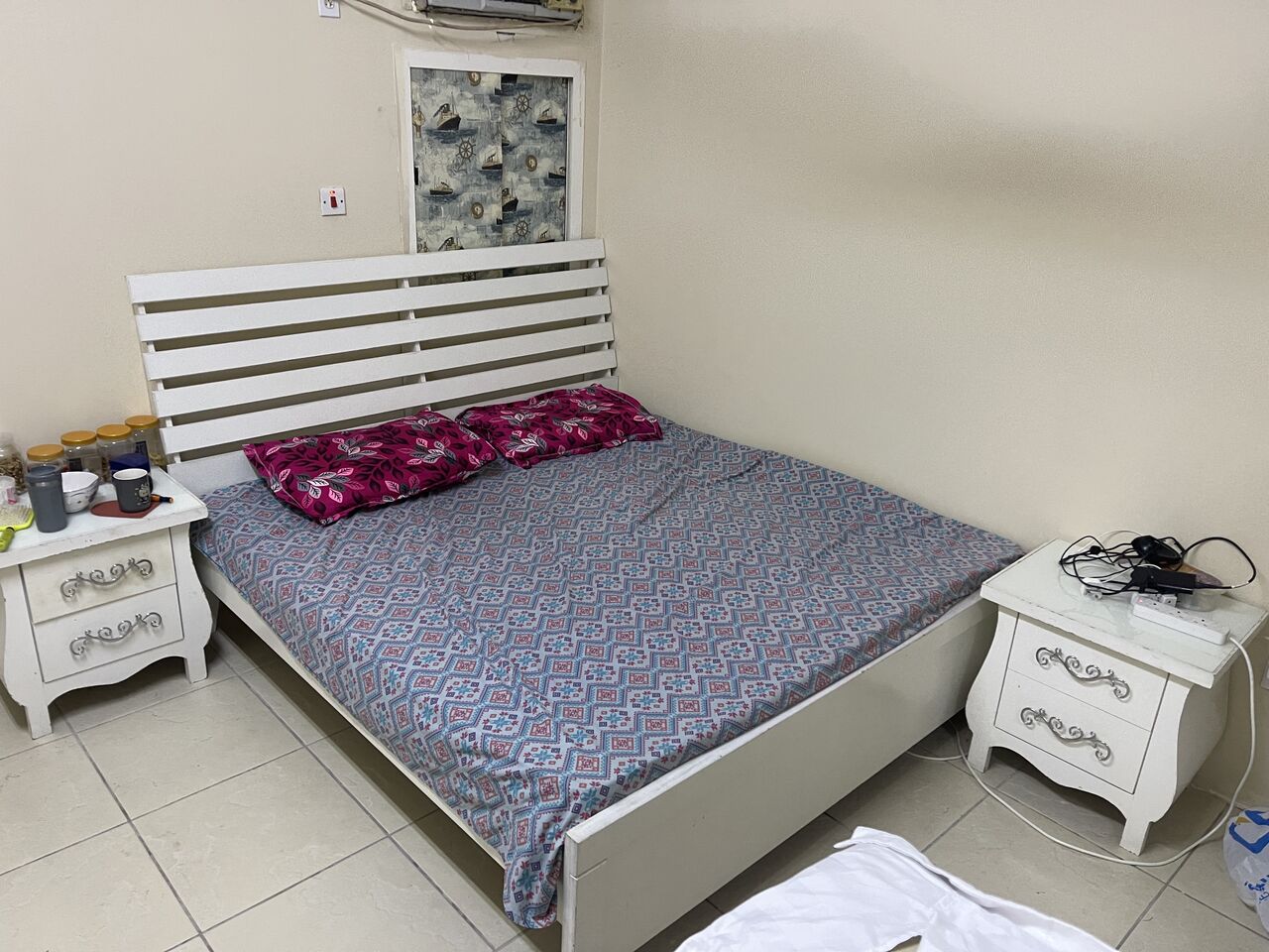 Khobar, Furniture, SAR 1100,  IKIA Queen Size Bed With Side Table ,one Three Door Cupboard & A Dressing Table