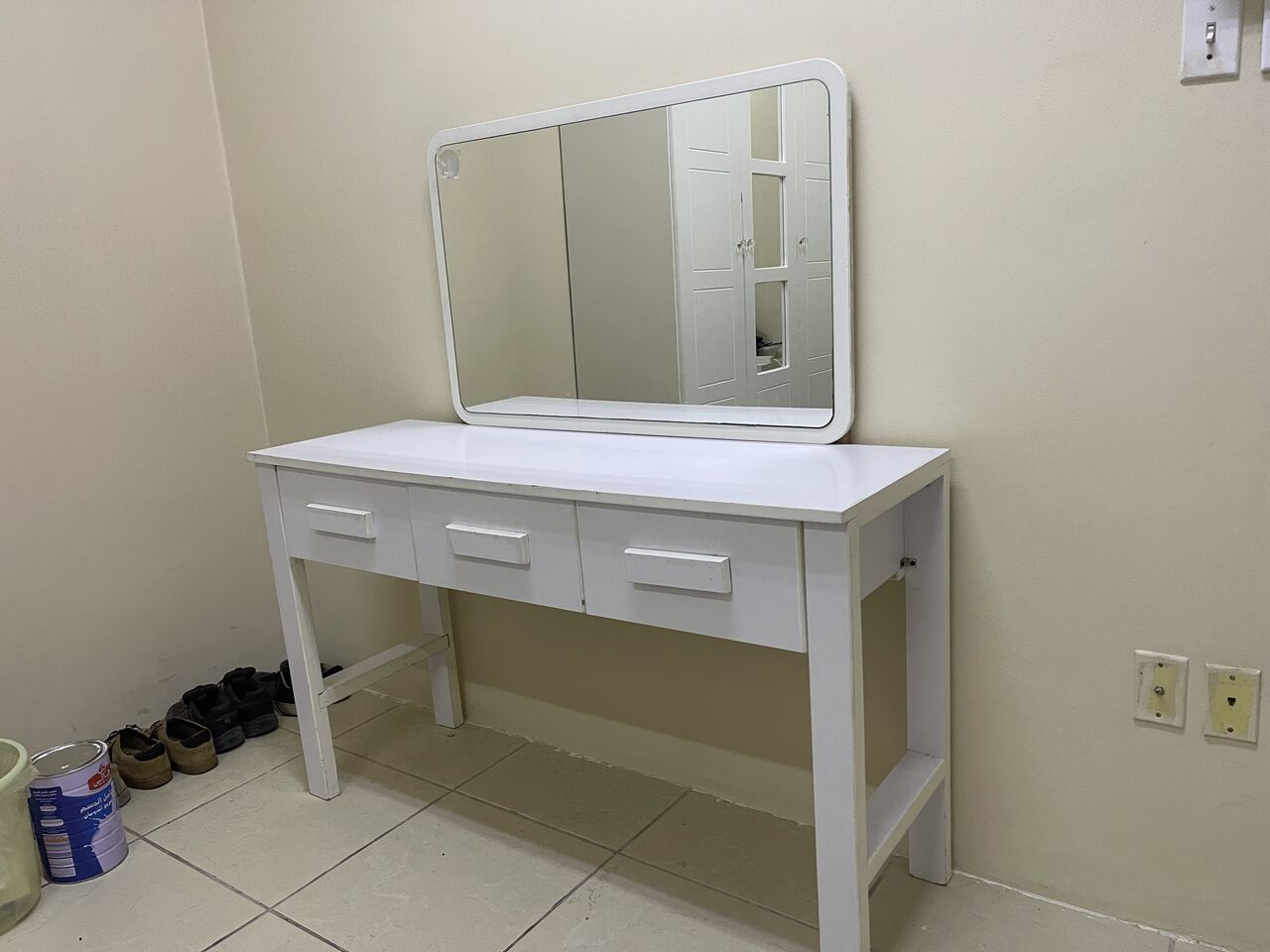 Khobar, Furniture, SAR 1100,  IKIA Queen Size Bed With Side Table ,one Three Door Cupboard & A Dressing Table