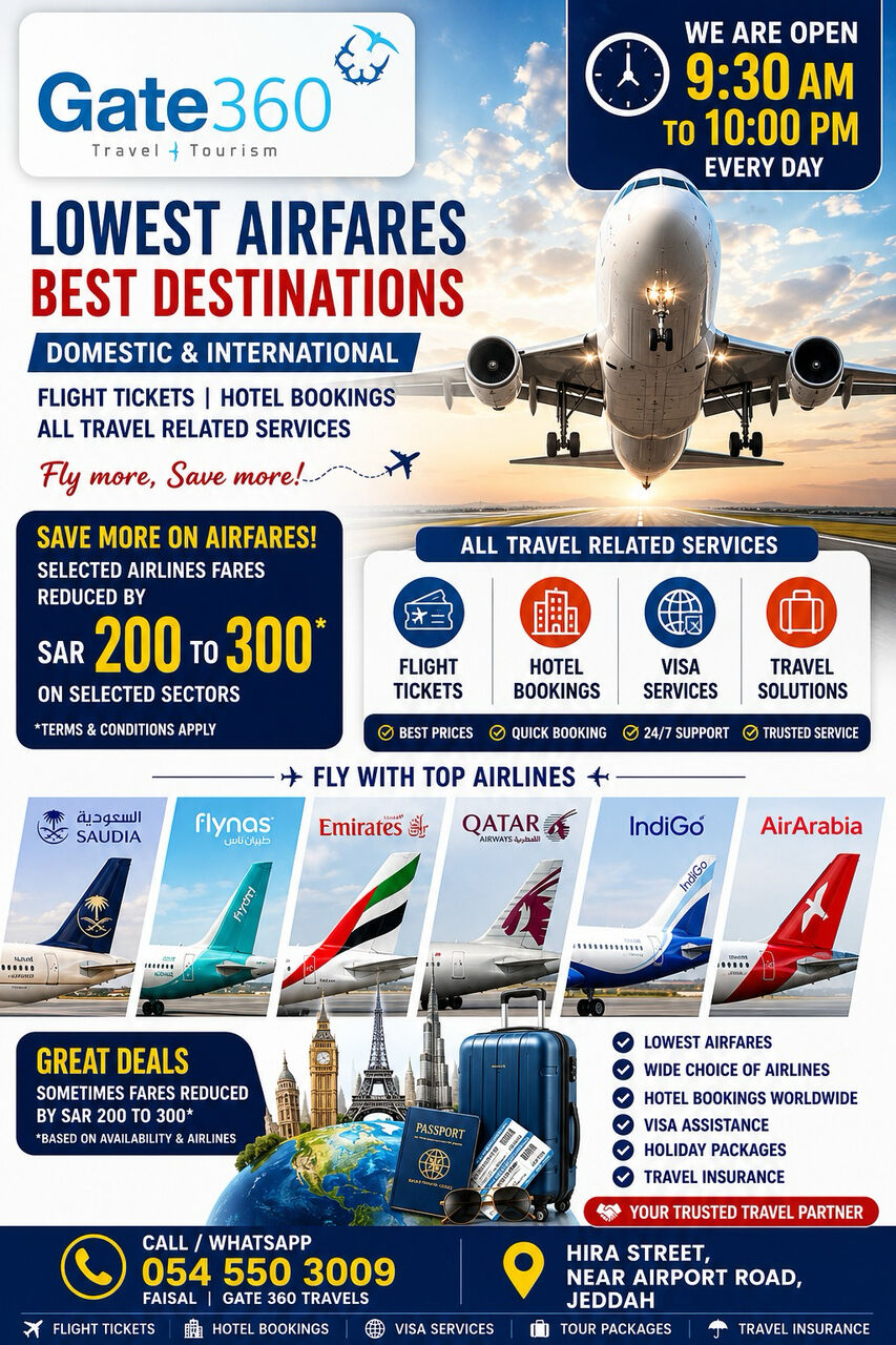 Jeddah, Jobs, Flight Ticket For Special Discount