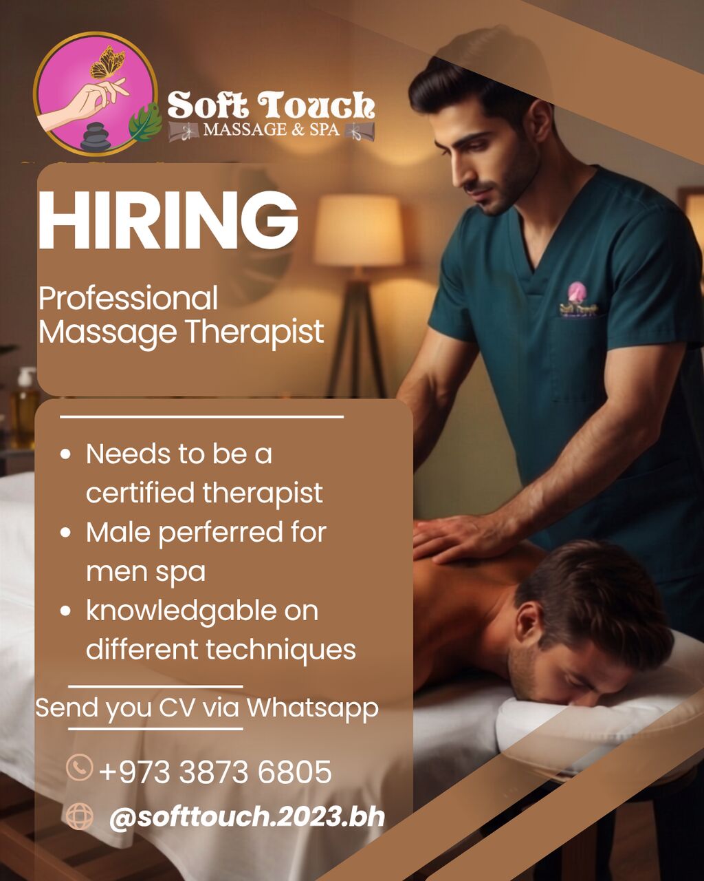 West Riffa, Jobs, Massage Therapist