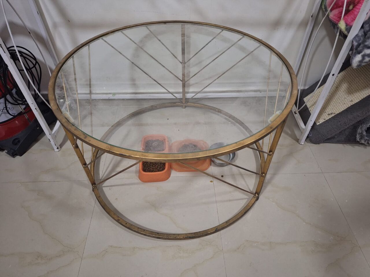 Riyadh, Furniture, SAR 90,  Rectangle And Round Glass Table (Golden Color)
