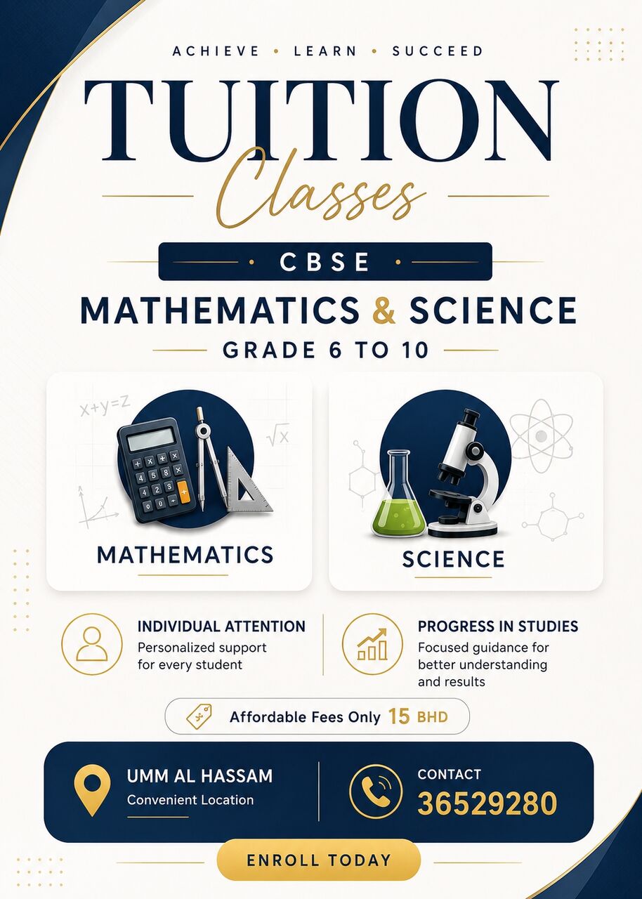 Manama, Lessons Offered, CBSE Tuition Classes &ndash; Grades 6 To 10