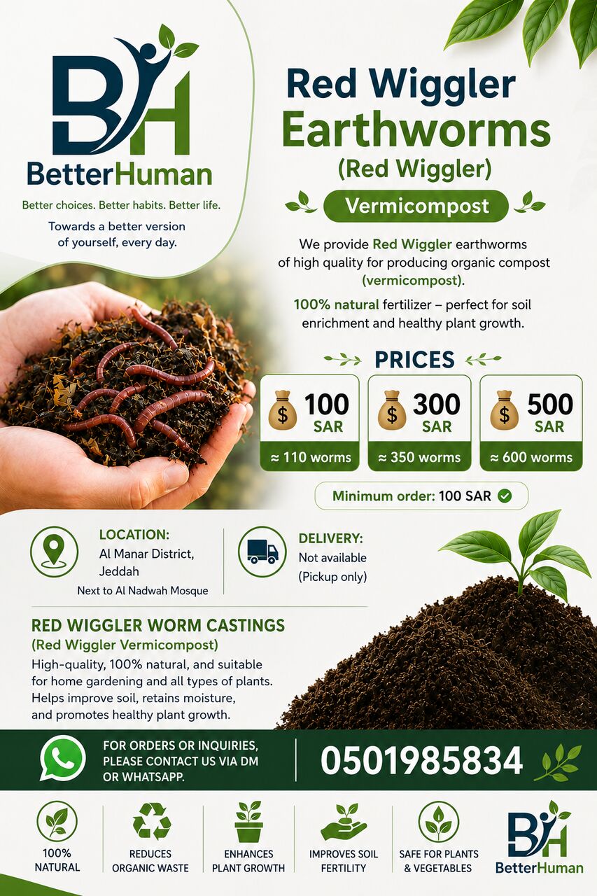 Al Manar, Farm & Garden, SAR 100,  🪱 Red Wiggler Earthworms – Composting Worms 🪱