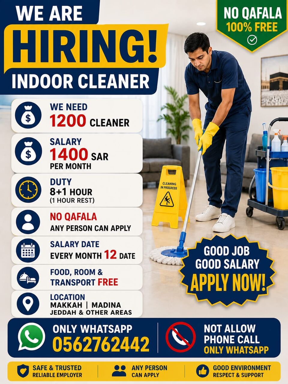 Jeddah, Jobs, Indoor Cleaner