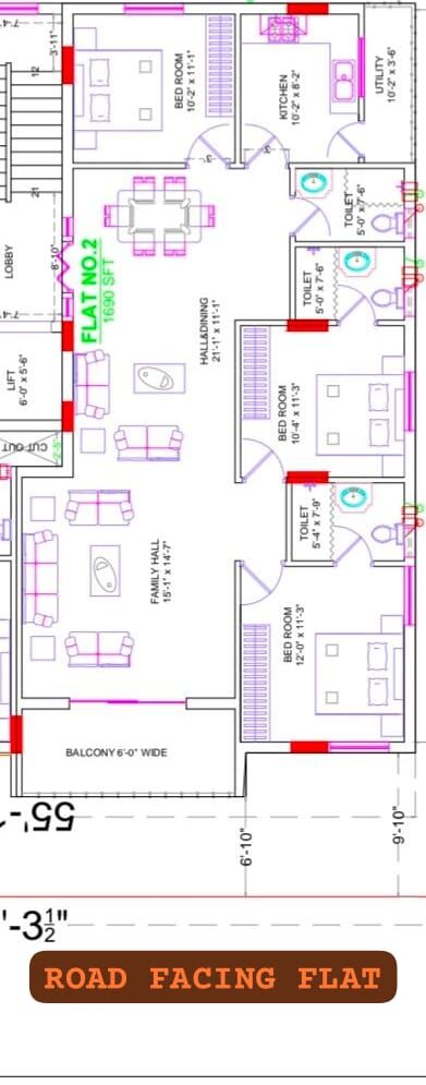 Hyderabad, Real Estate For Sale, INR 10500,  3 BR,  1690 Sq. Feet,  OC Certified 1690 Sft Brand New 3BHK Flat For Sale Near Mehdipatnam-Hyderabad-India