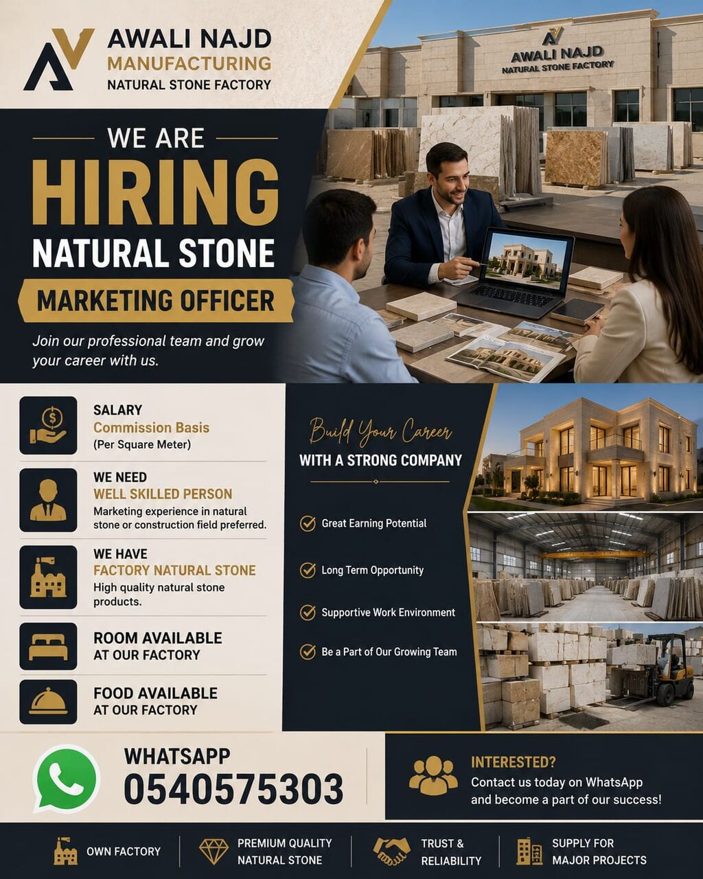 Buraidah, Jobs, Natural Stone Marketing Officer
