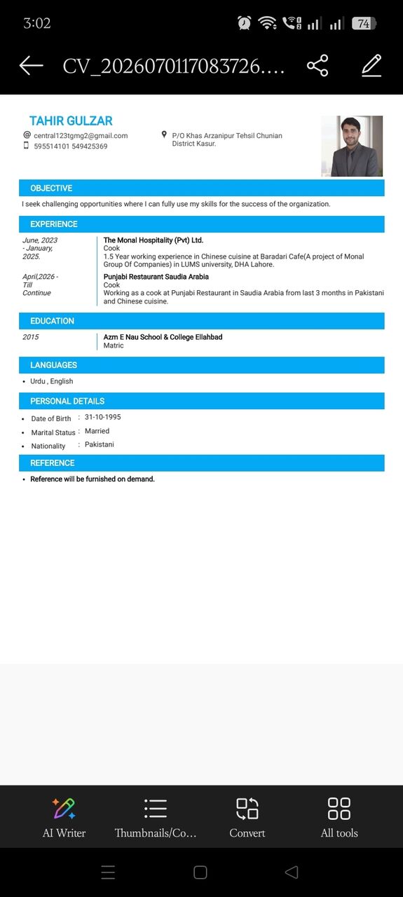 Jeddah, Job Seekers, COOK