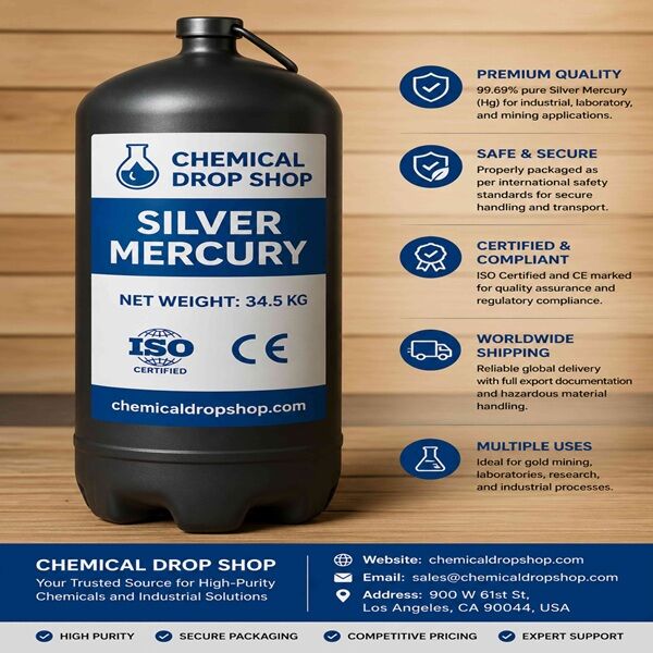 Los Angeles, Materials, USD 700,  Factory Supply Silver Liquid Mercury 99.999% In Stock