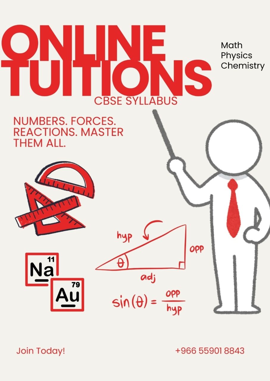 Jeddah, Lessons Offered, Online CBSE Tuition &ndash; Maths, Physics & Chemistry (Classes 5&ndash;12) | For Indian Students In S