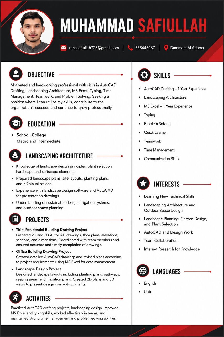 Dammam, Job Seekers, AutoCAD Draftsman / Civil Draftsman