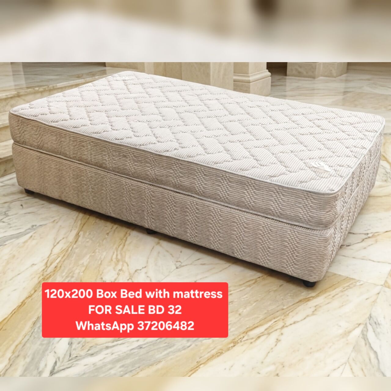 Manama, Furniture, BHD 32,  ✅️ Box Bed With Mattress 120x200 For Sale In Good Condition With Delivery