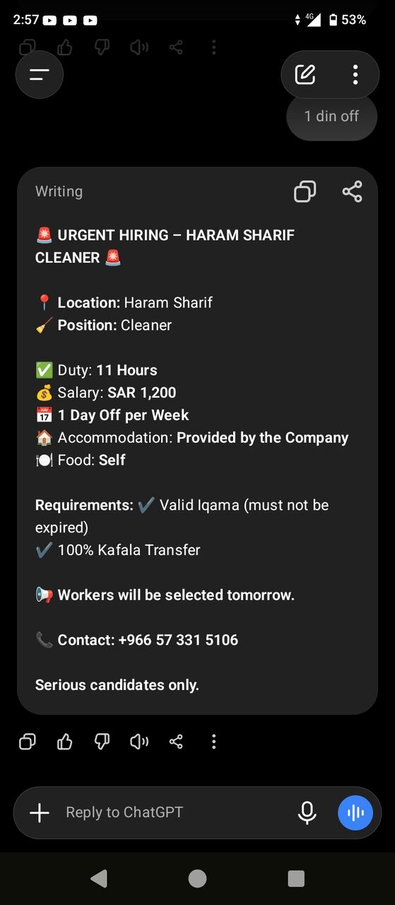 Dammam, Jobs, Cleaner
