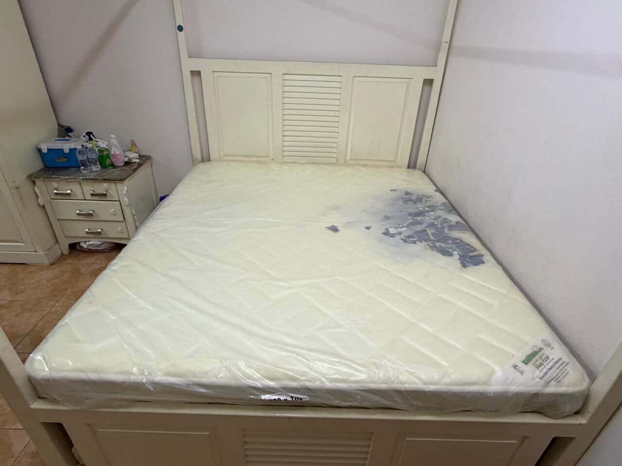 Al Adama, Furniture, SAR 550,  Queen Size Bed (200x180cm )+ Medical Mattress For Sale &ndash; 550 SAR