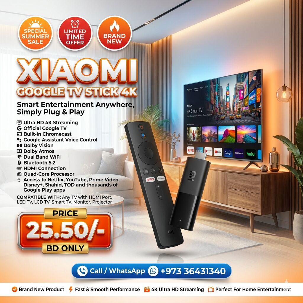 Riffa, Computers, BHD 25,  Brand Xiaomi TV Stick 4K Watch Everything Free Live Spots News Channels / Latest Movies