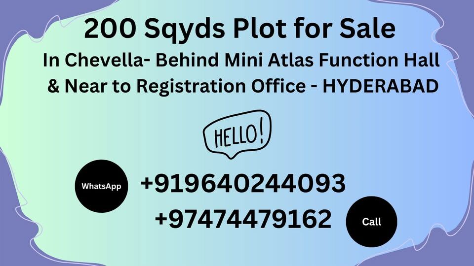 Hyderabad, Residential Plots, INR 20000,  200 Sq. Yard,  2 Road Plot For Immediate Sale 200 Sq Yrds In CHEVELLA - Hyderabad