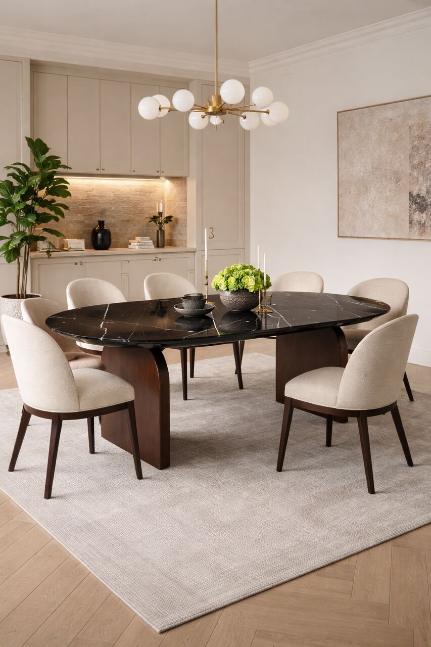 Damansara Heights, Furniture, MYR 8550,  Nero Marquina Marble Dining Table