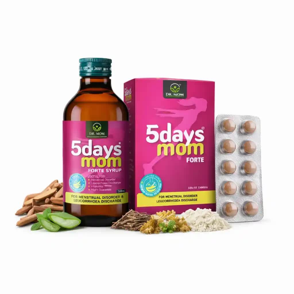 Lucknow, Health, 5 Days Mom Forte Combo Pack For Period Pain - Syrup 200ml | 10x10 Tablets