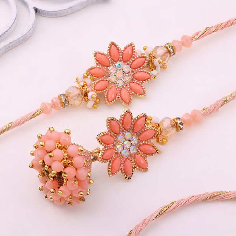 Mumbai, Jewelry, INR 425,  Buy Premium Bhaiya Bhabhi Rakhi Set Online With Fast Delivery
