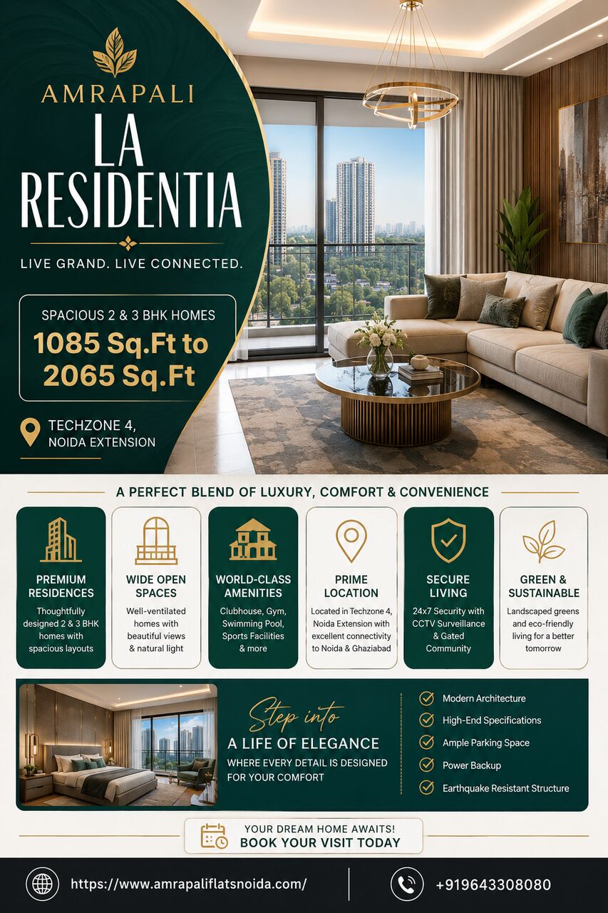 Noida, Real Estate, Check Out 2, 3 & 4 BHK Flats In Techzone 4, Noida Extension, Starting From ₹88 Lakh – Amra