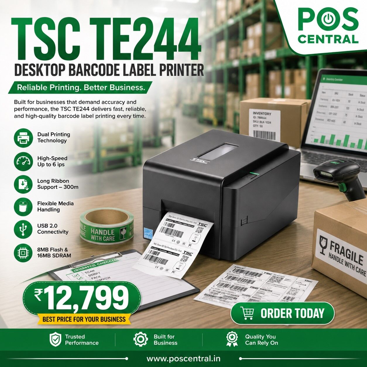 Noida, Electronics, INR 12799,  Get TSC TE244 Barcode Printer With USB Connectivity