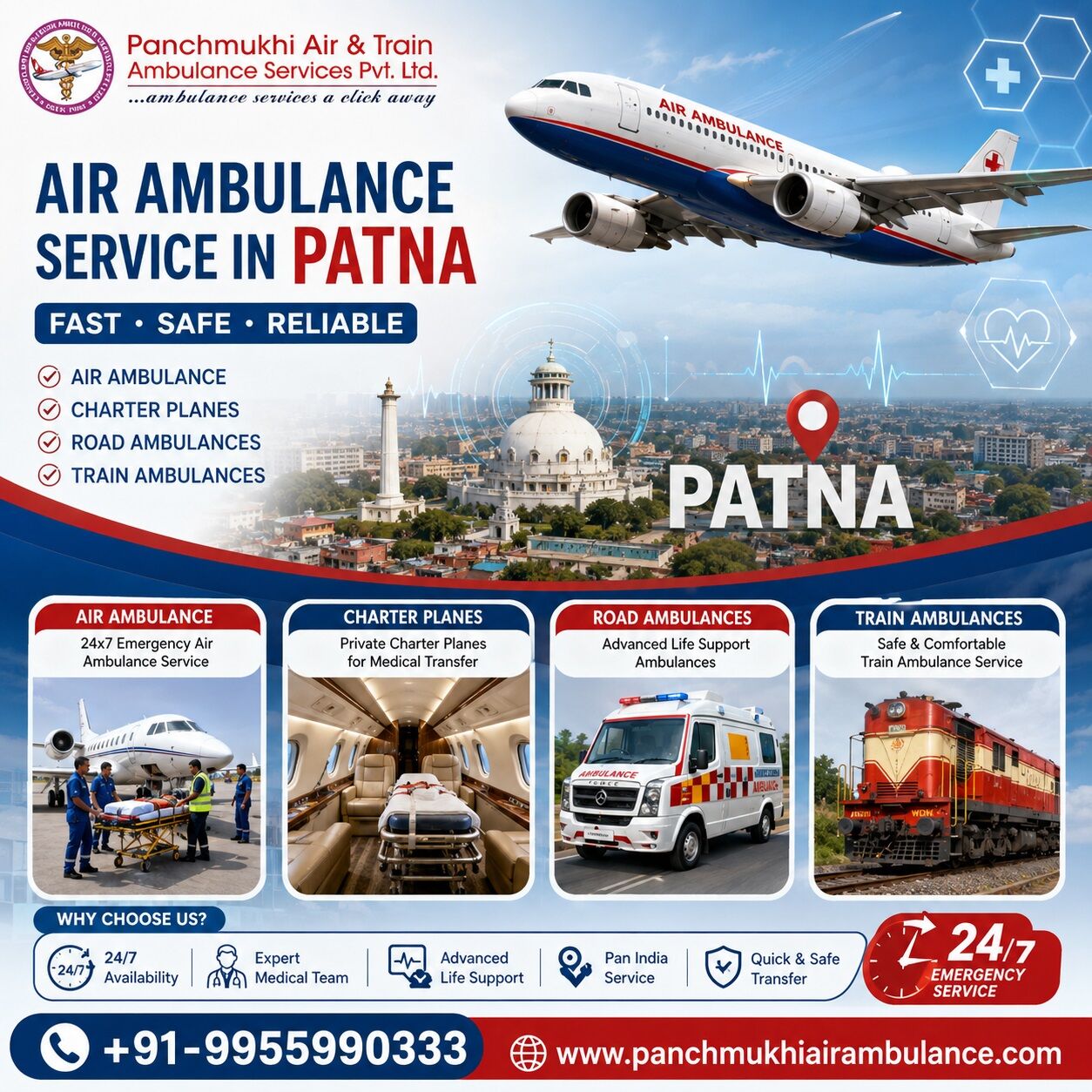 Mumbai, Health, Panchmukhi ICU Air Ambulance From Patna- Reliable Medical Mobility