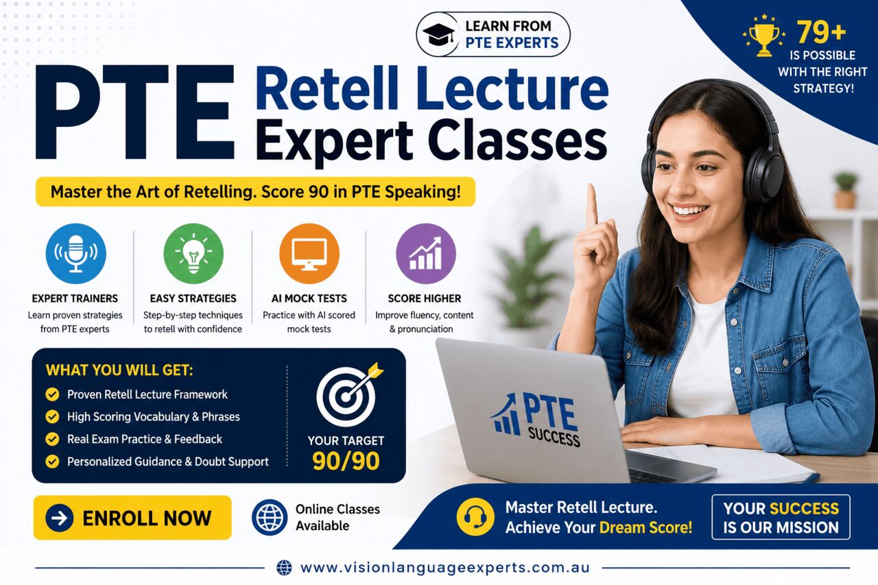Sydney, Lessons Wanted, Join PTE Retell Lecture Expert Classes Today