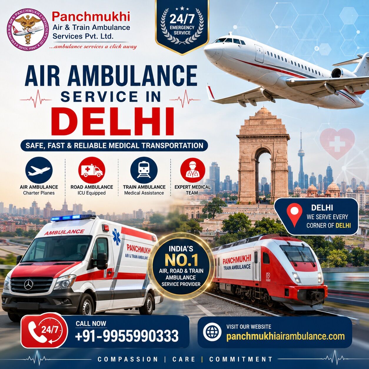 New Delhi, Health, Panchmukhi Air Ambulance In Delhi - Ensuring Comfort, Safety And Peace Of Mind