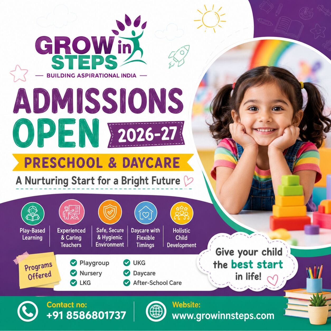 Bangalore, Daycare, Grow Inn Steps Preschool & Daycare &ndash; Admissions Open 2026&ndash;27