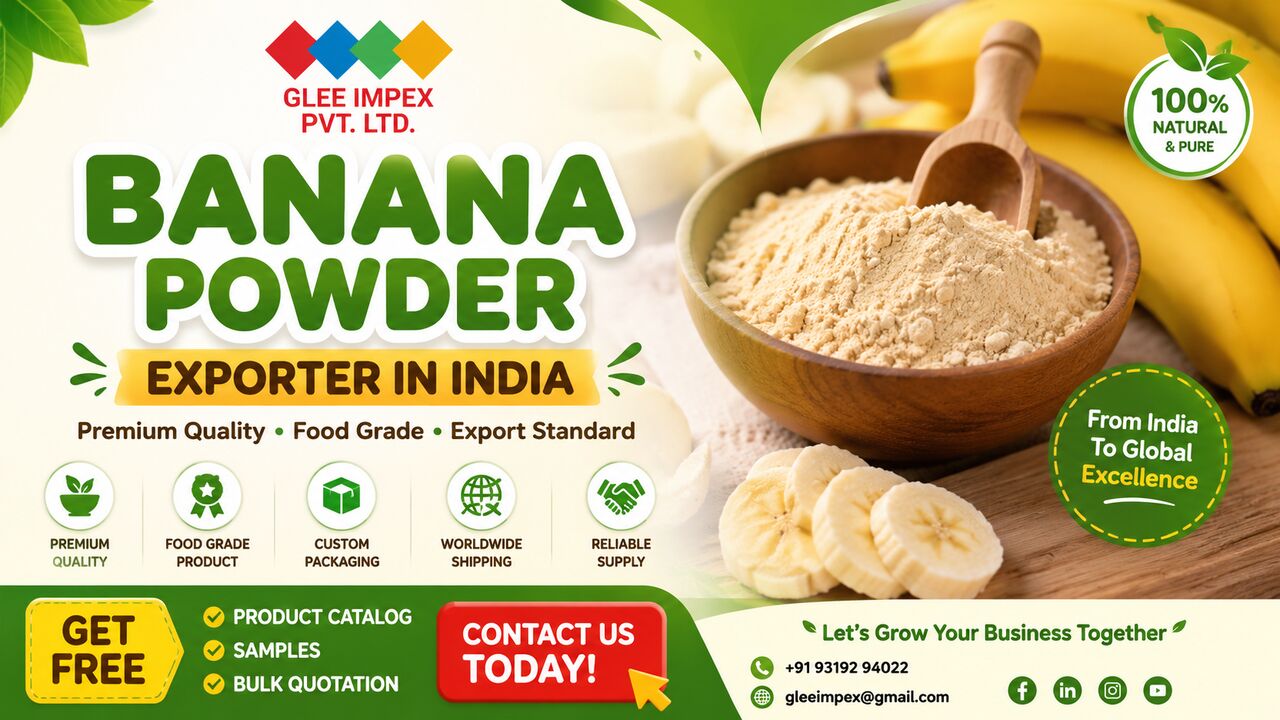 New Delhi, Businesses For Sale, Banana Powder Exporter In India | Premium Food Grade Banana Powder Supplier | GLEE IMPEX