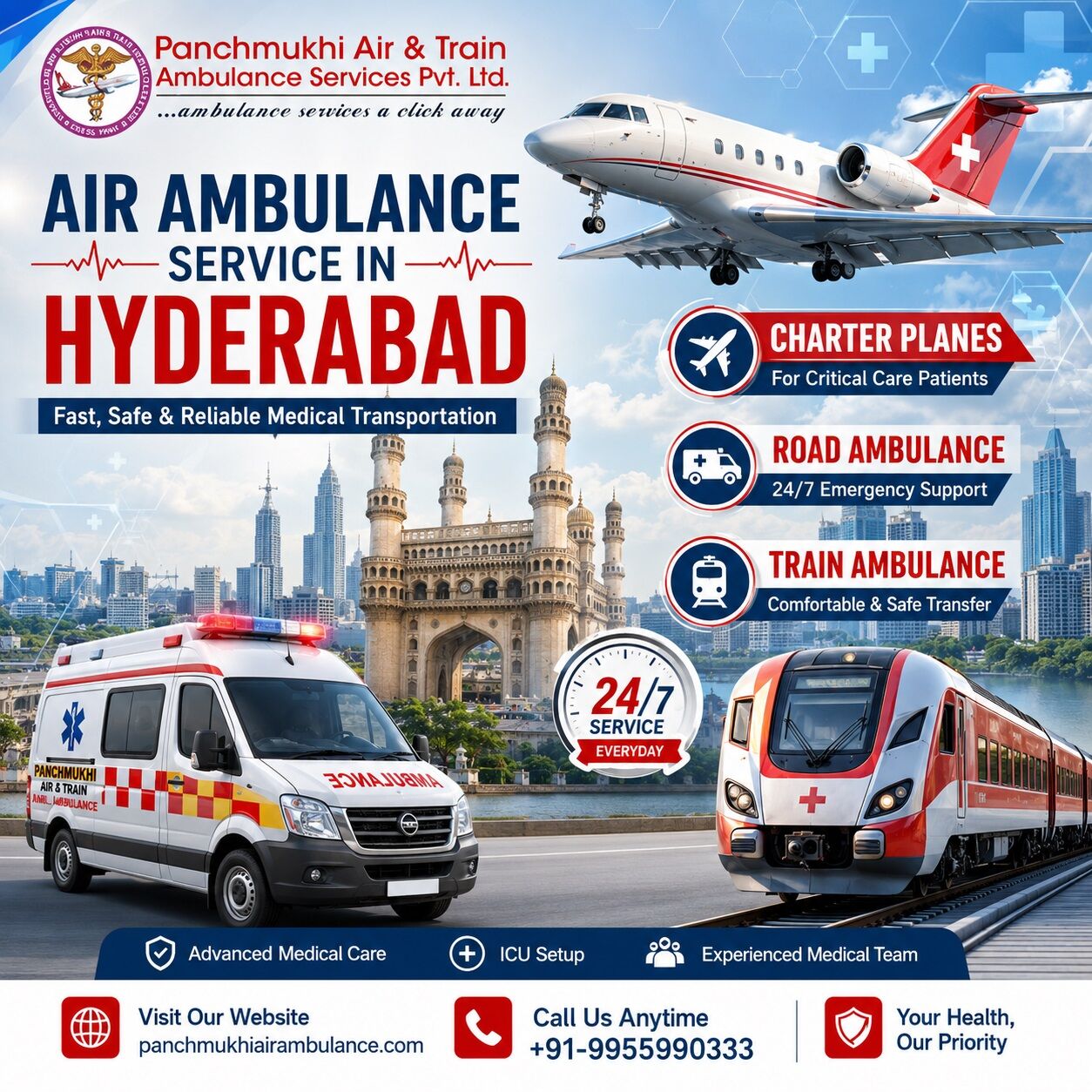 Hyderabad, Health, Get Panchmukhi Air Ambulance Service In Hyderabad, Which Transports Patients Without Hassl