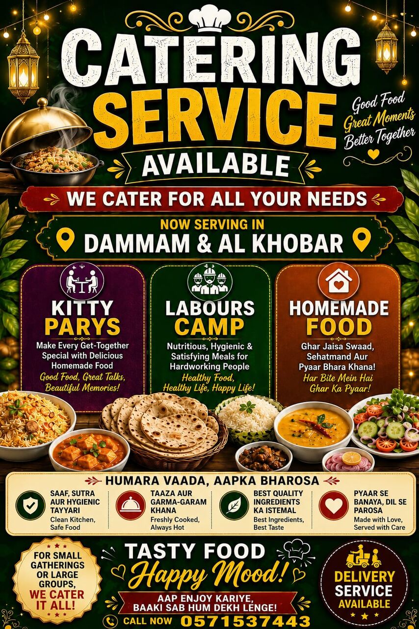 Dammam, Catering, 🍽️ Homemade Catering Service – Fresh & Delicious Food For All Occasions