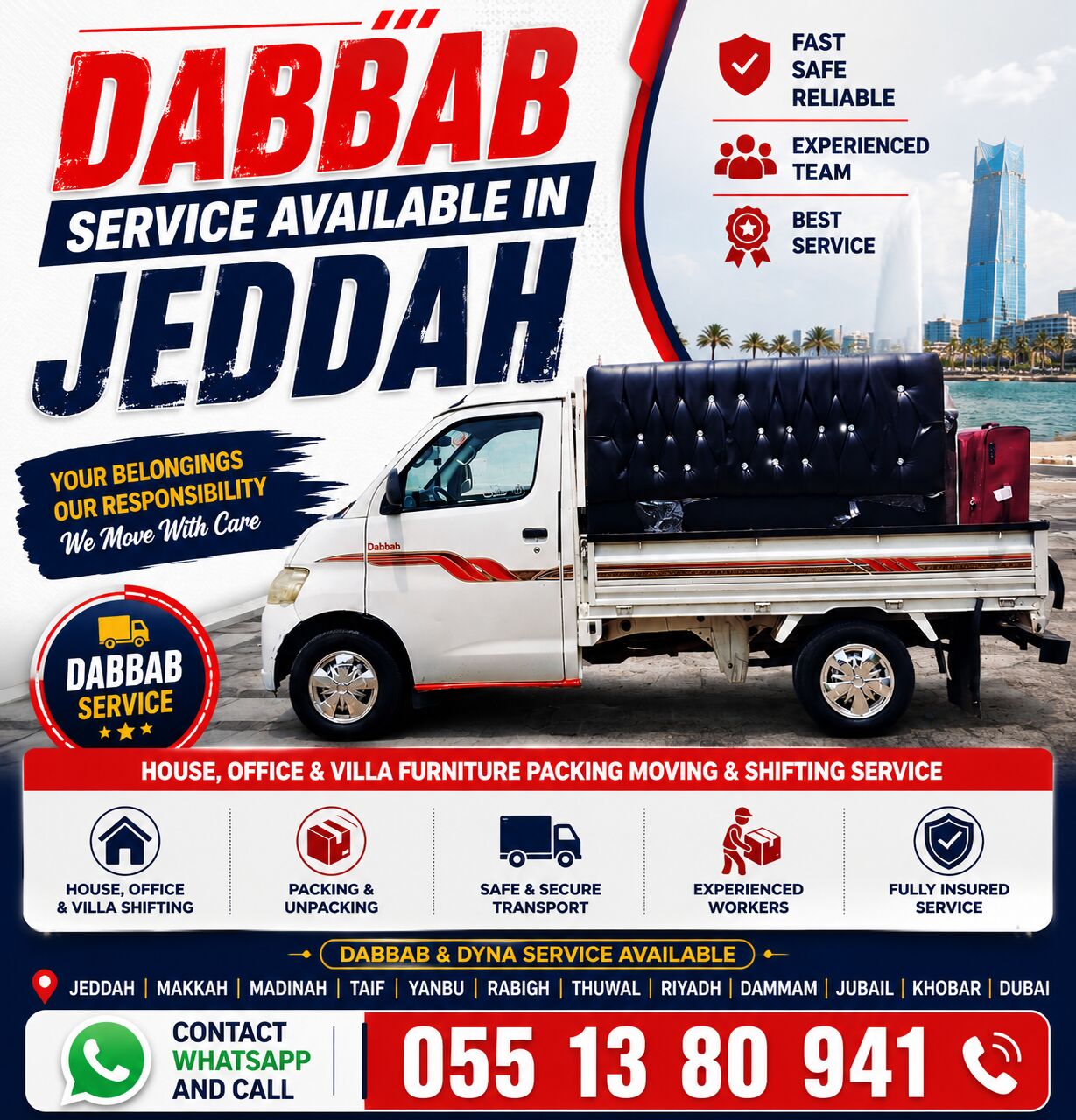 Jeddah, Household, Door To Door Home--Furniture Shifting & Transportation Service Available 0551380941