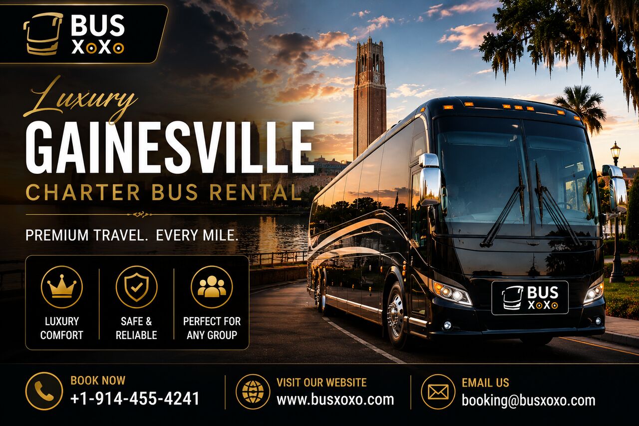 New York, Travel, Luxury Charter Bus Rental In Gainesville With Comfortable Modern Fleet