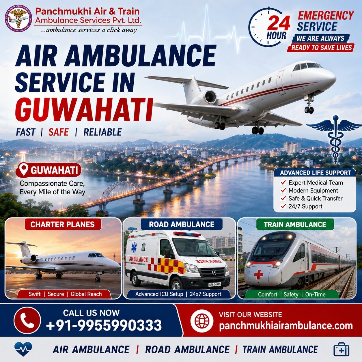 Panchmukhi Air and Train Ambulance in Guwahati Is Dedicated To Saving Lives with Safe Medical Transfers
