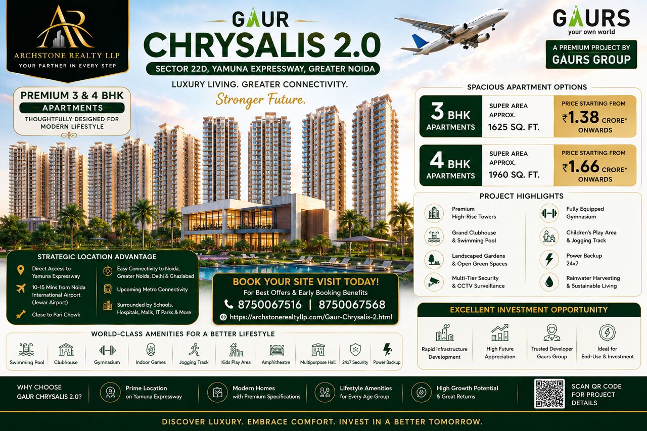 Mumbai, Real Estate, Gaur Chrysalis 2.0 &ndash; A Premium Residential Address On Yamuna Expressway