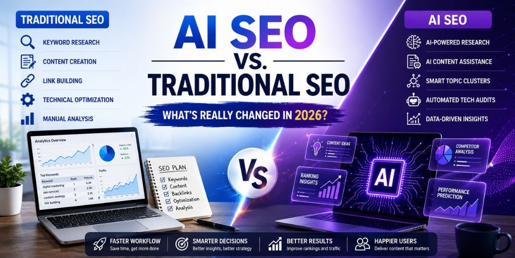 Ahmedabad, Marketing, AI SEO Vs Traditional SEO: Key Differences Explained Today