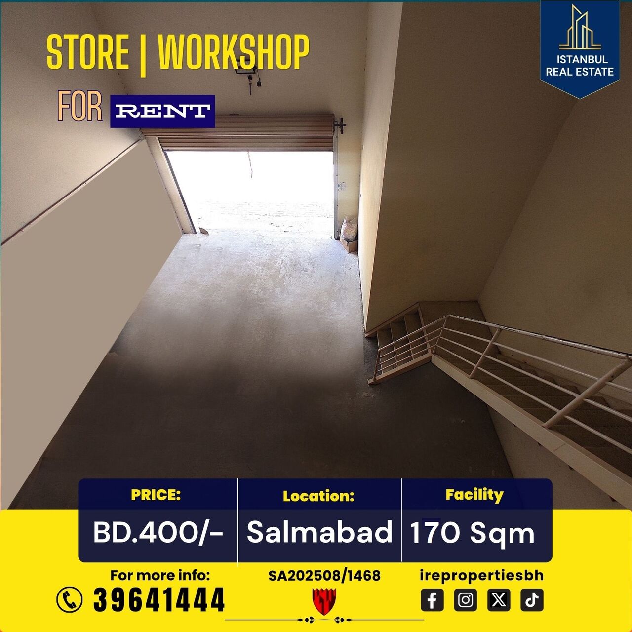 Salmabad, Warehouses, BHD 400,  170 Sq. Meter,  Store | Workshop For Rent In Salmabad Near Highway BD.400/-