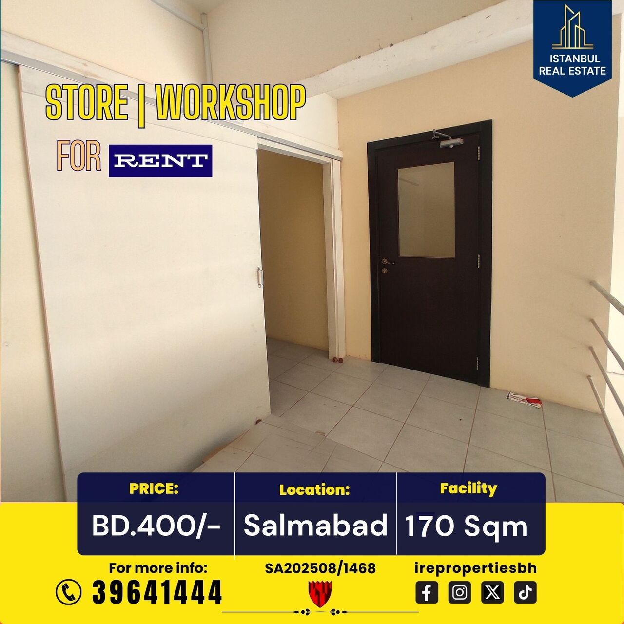 Salmabad, Warehouses, BHD 400,  170 Sq. Meter,  Store | Workshop For Rent In Salmabad Near Highway BD.400/-