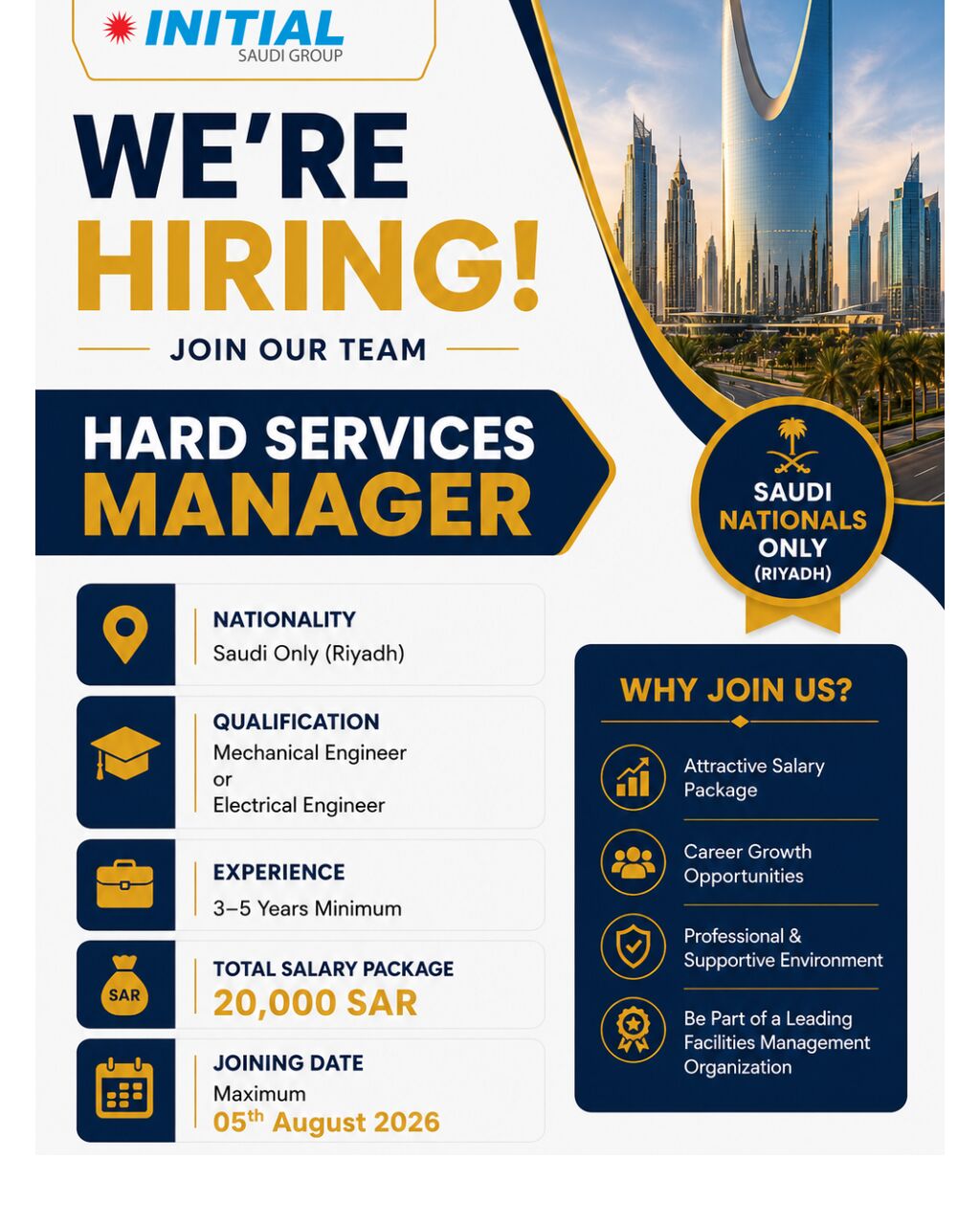 Riyadh, Jobs, Hard Services Manager (Saudi Only )