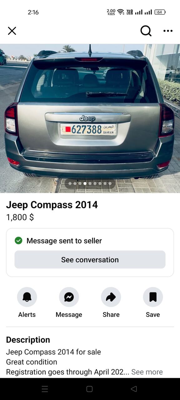 Manama, Vehicles, Cars & Trucks , BHD 1800,  Jeep,  2014,  Automatic,  123000 KM,  Good Car For Sale