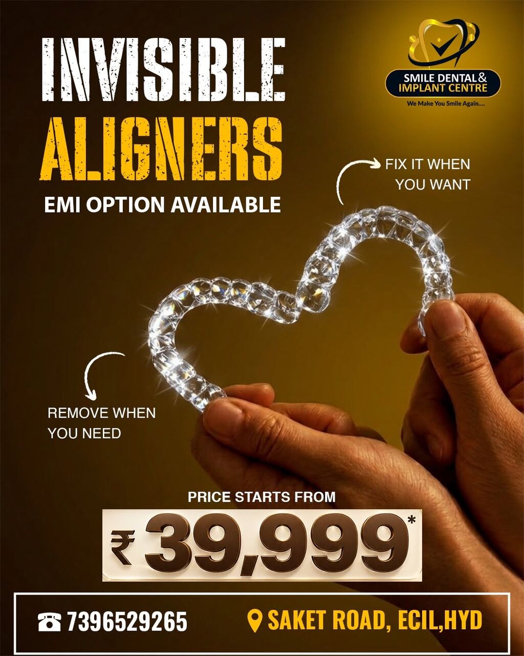 Hyderabad, Dental, Straighten Your Teeth Without Braces! Invisalign Clear Aligners In AS Rao Nagar 🦷✨