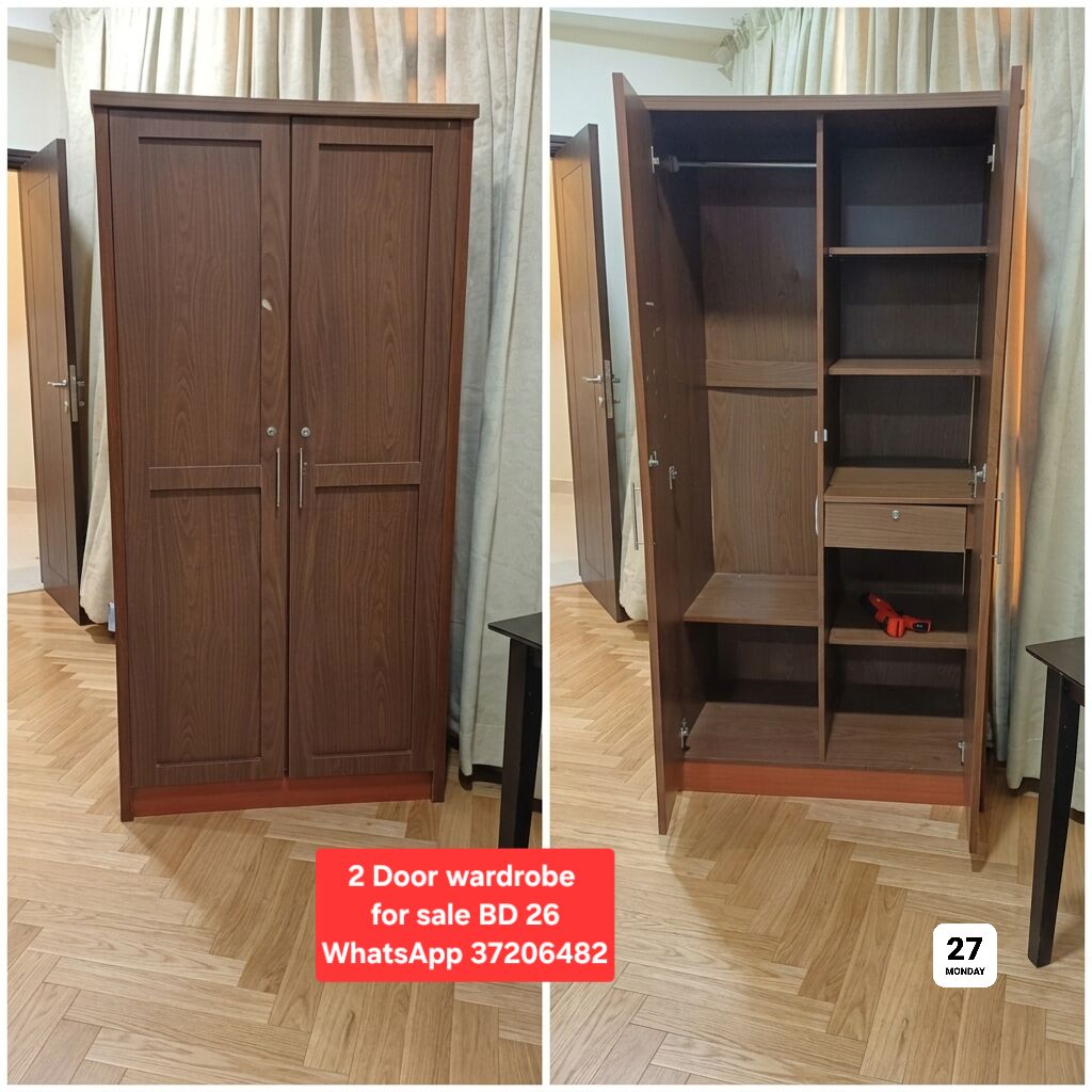 Manama, Furniture, BHD 26,  ✅️ 2 Door Wardrobe For Sale In Good Condition With Delivery