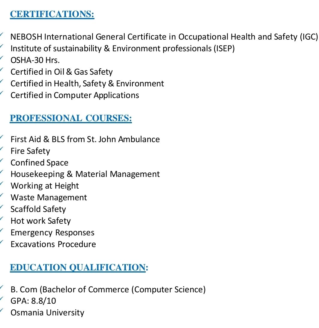 Riyadh, Job Seekers, Looking For A Job Opportunity - HSE - Safety Officer