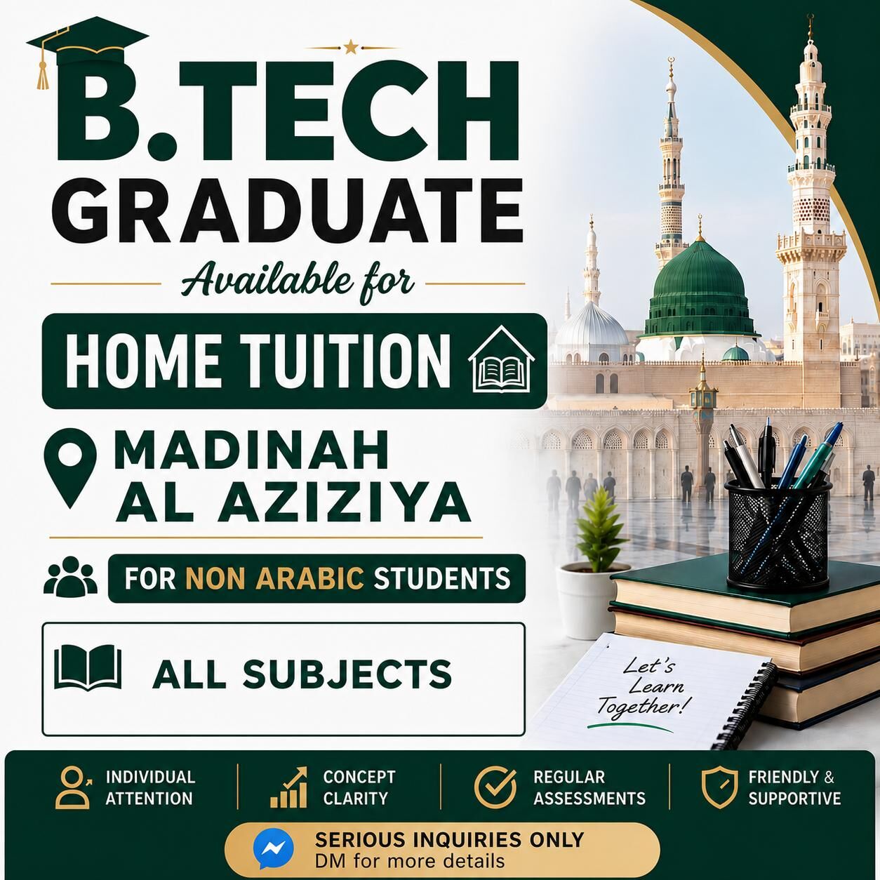 Madinah, Lessons Offered, Home Tutions Available For Children And Students By Female Teacher