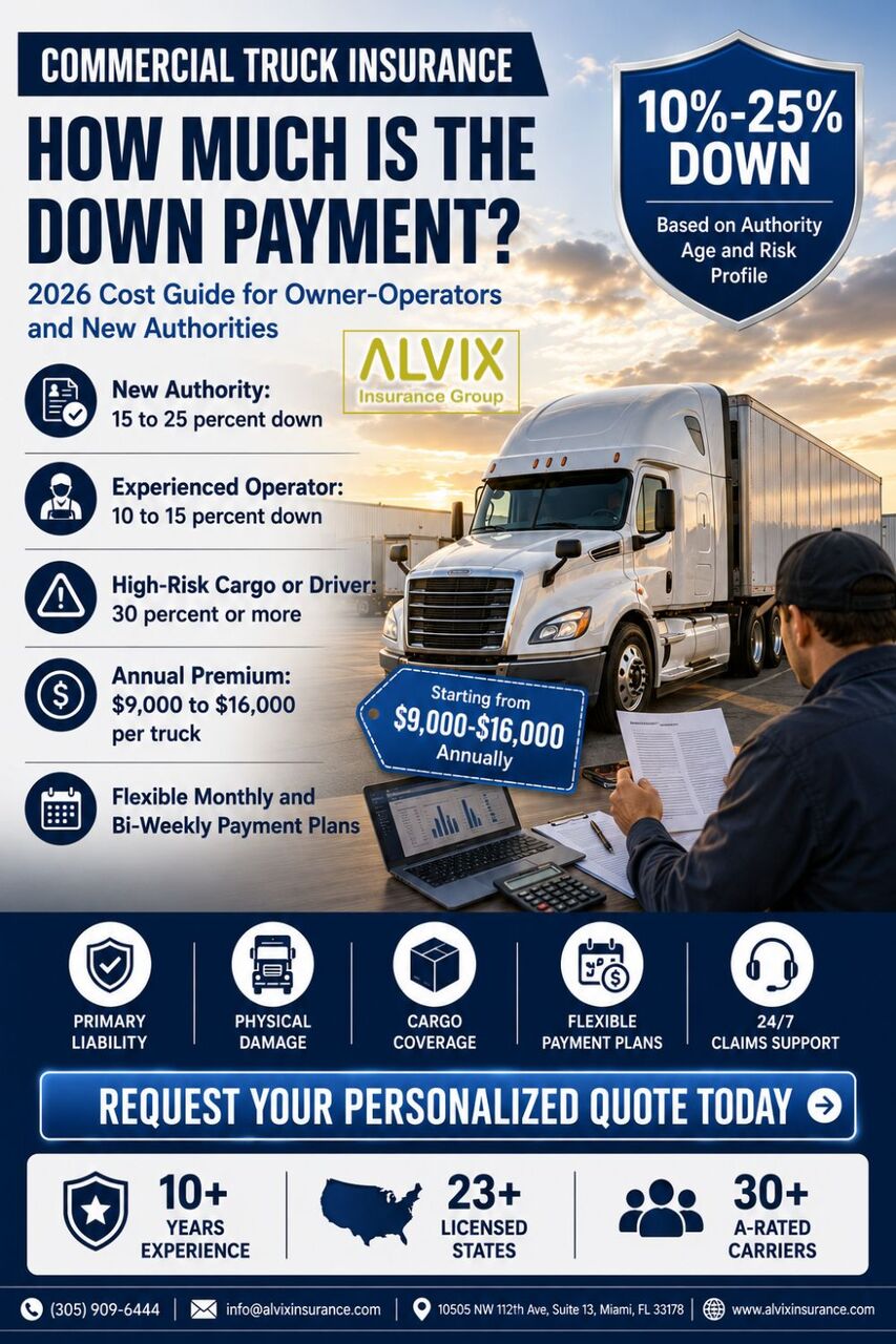 Miami, Financial, How Much Down Payment For Commercial Truck Insurance