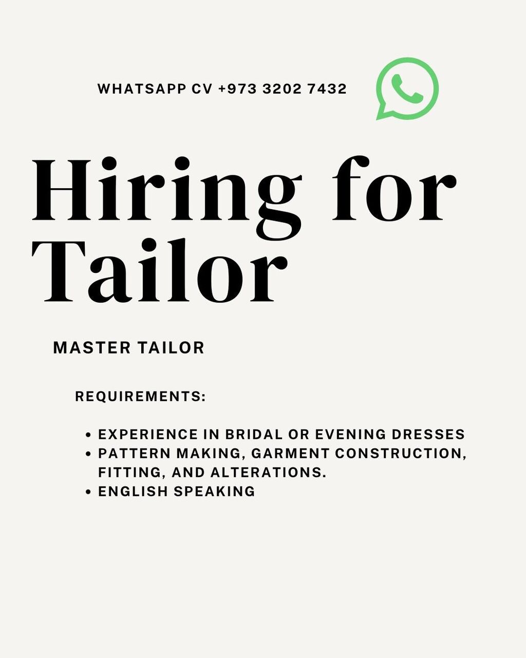 Manama, Jobs, Tailor