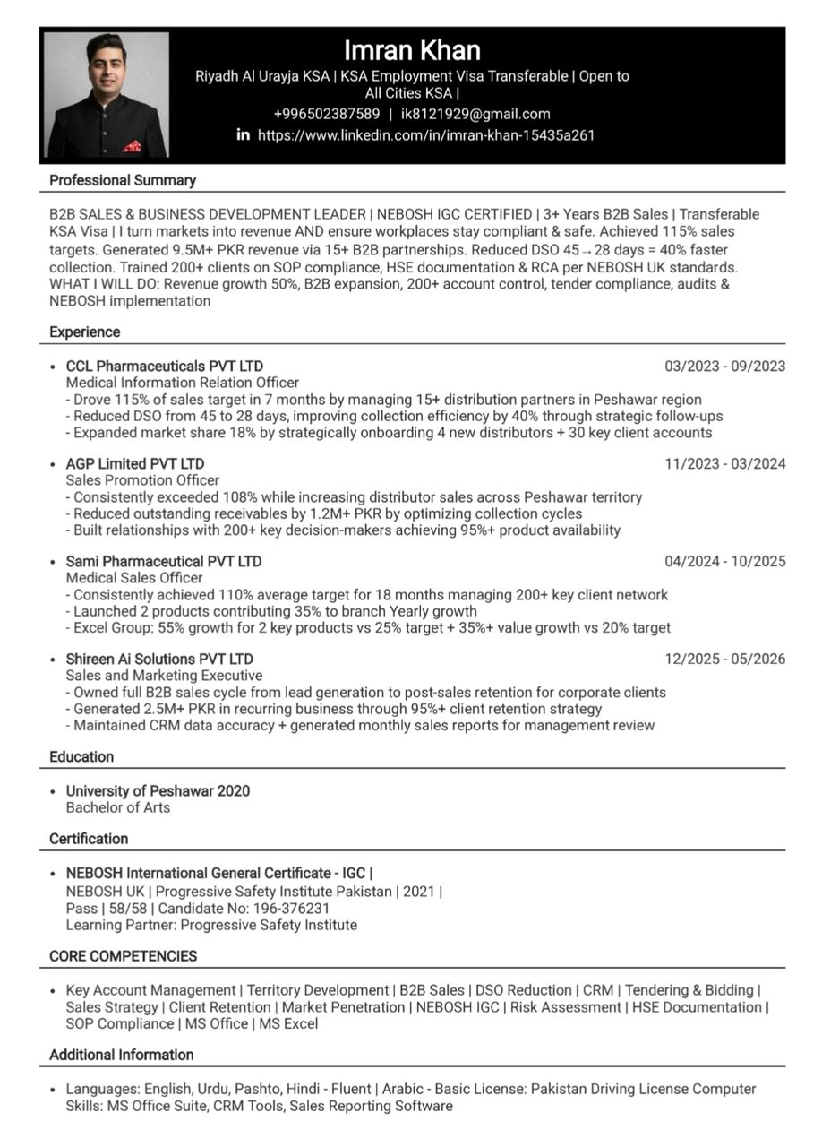 Khobar, Job Seekers, B2B Sales Hunter | KAM | Transferable Iqama | Riyadh | 200+ Accounts Closed