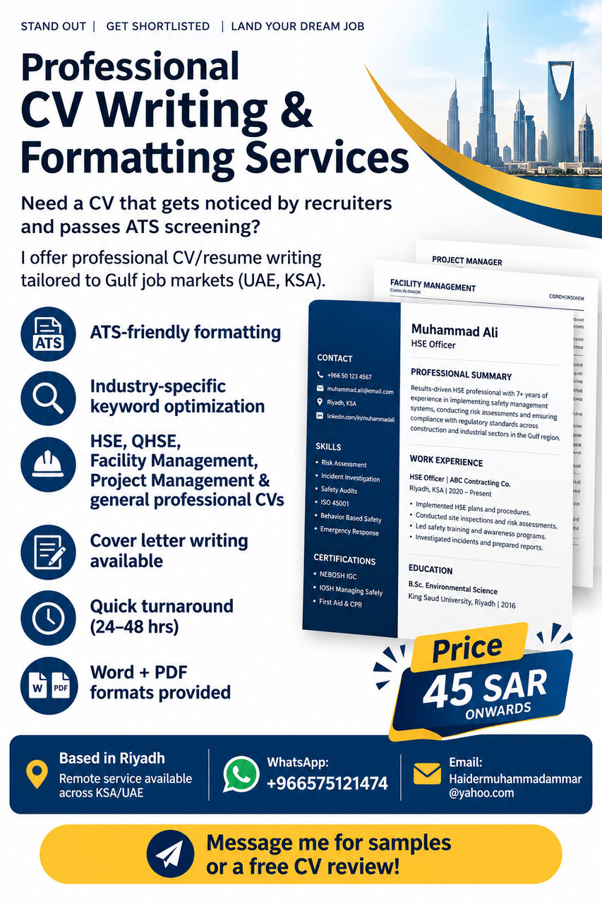 Riyadh, Computer, Professional CV Writing & Formatting Services