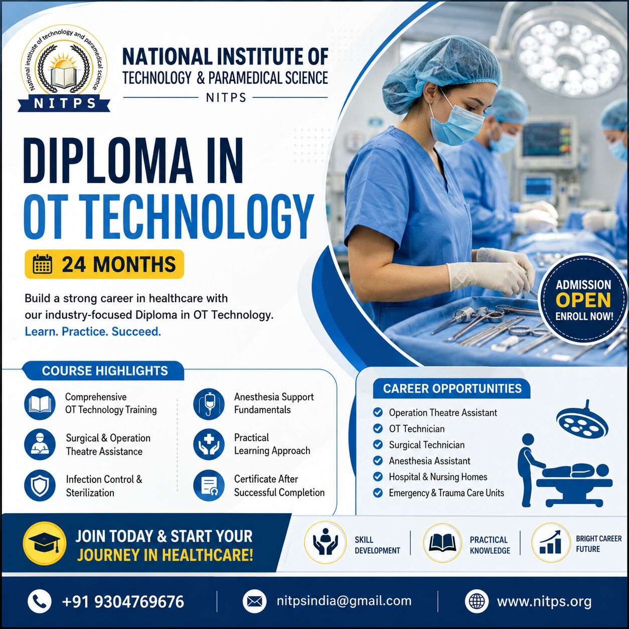 Ghaziabad, Education, Diploma In OT Technology (24 Months) &ndash; Admission Open At NITPS